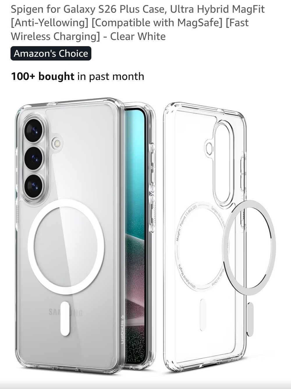 Spigen Ultra Hybrid MagFit Clear White Case for Galaxy S26 Plus